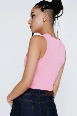 Textured Rib Racer Neck Tank Top 11 Textured Rib Racer Neck Tank Top -Nasty Gal Sales Store womens pink textured rib racer neck tank top 2
