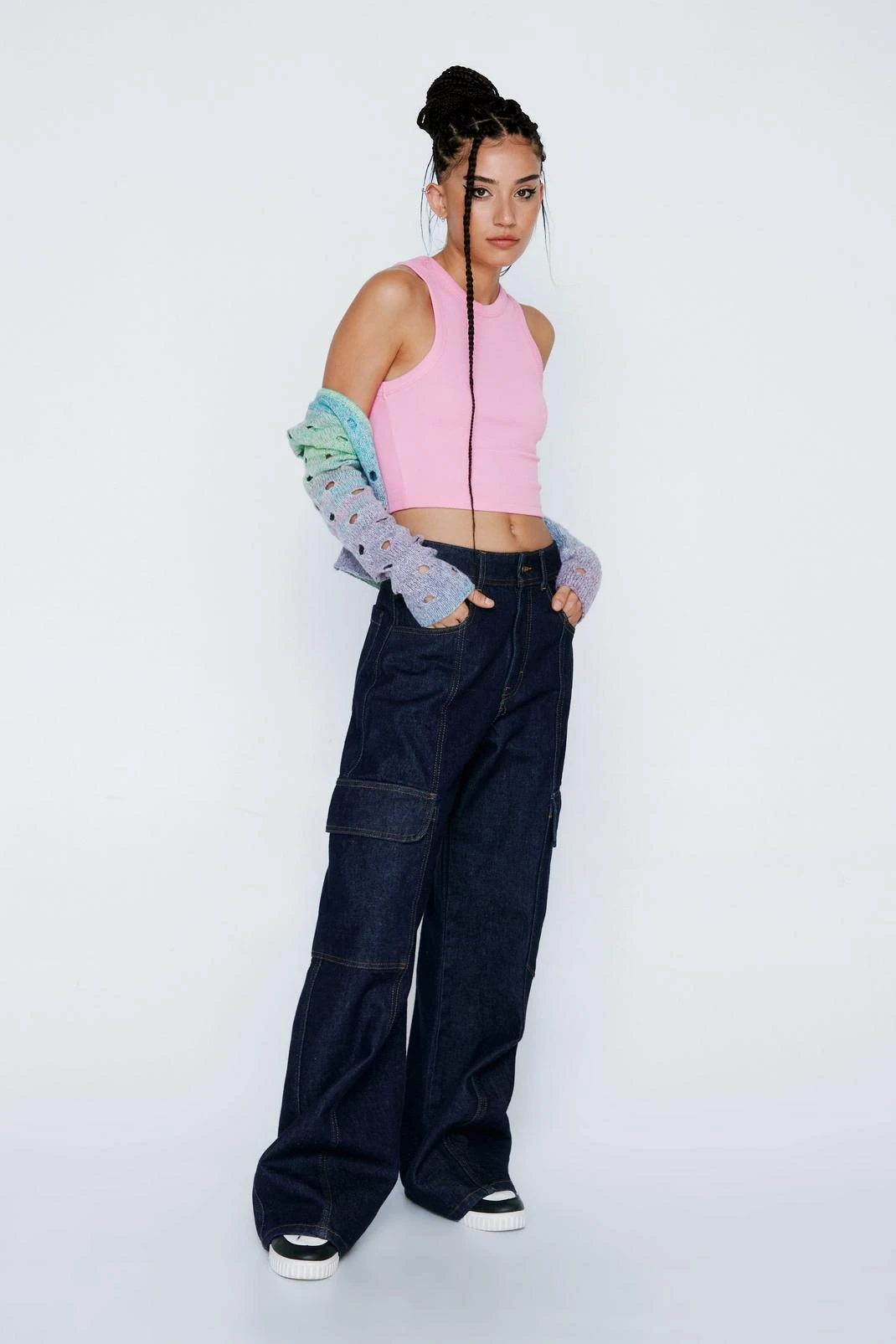 Textured Rib Racer Neck Tank Top 3 Textured Rib Racer Neck Tank Top
