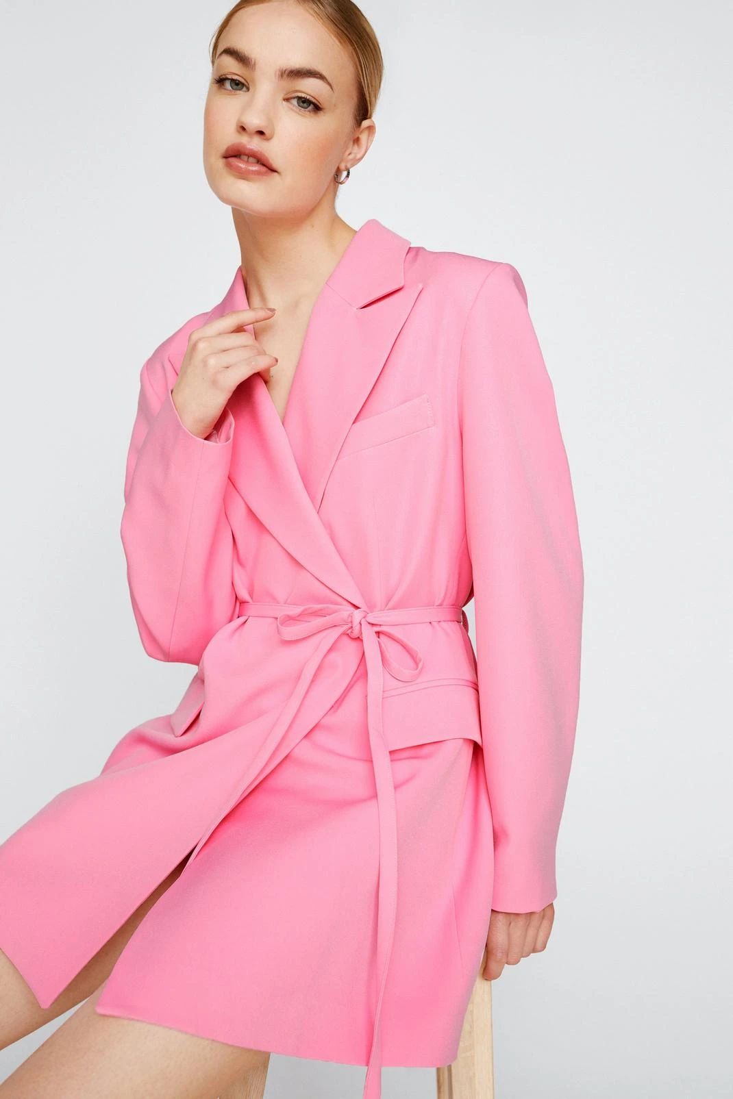 Tie Waist Tailored Blazer Dress - Image 2