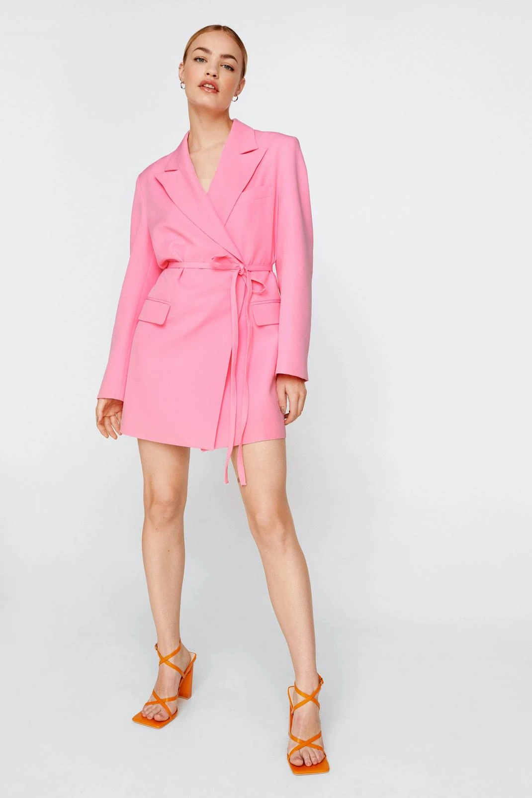 Tie Waist Tailored Blazer Dress - Image 7