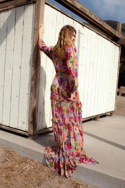 Tiered Floral Plunge Maxi Dress 8 Tiered Floral Plunge Maxi Dress -Nasty Gal Sales Store womens pink tiered floral plunge maxi dress 2