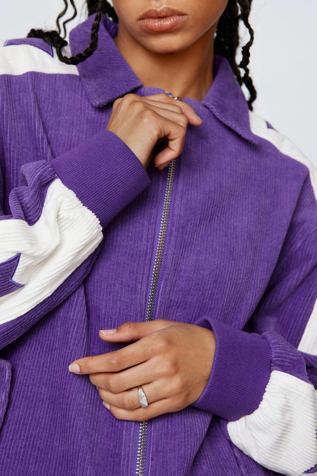 Cord Star Detail Oversized Bomber Jacket - Image 2