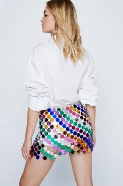 Multi Colored Disc Chainmail Mini Skirt -Nasty Gal Sales Store womens purple multi colored disc chainmail mini skirt 1