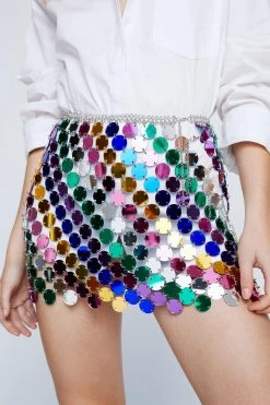 Multi Colored Disc Chainmail Mini Skirt -Nasty Gal Sales Store womens purple multi colored disc chainmail mini skirt 2