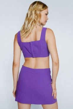 Premium Tailored Cropped Corset Top -Nasty Gal Sales Store womens purple premium tailored cropped corset top 6