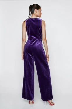 Velvet Tailored V-Neck Jumpsuit 11 Velvet Tailored V-Neck Jumpsuit -Nasty Gal Sales Store womens purple velvet tailored v neck jumpsuit 5