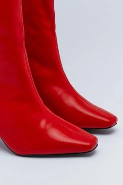 Faux Leather Knee High Heeled Boots 8 Faux Leather Knee High Heeled Boots -Nasty Gal Sales Store womens red faux leather knee high heeled boots 2