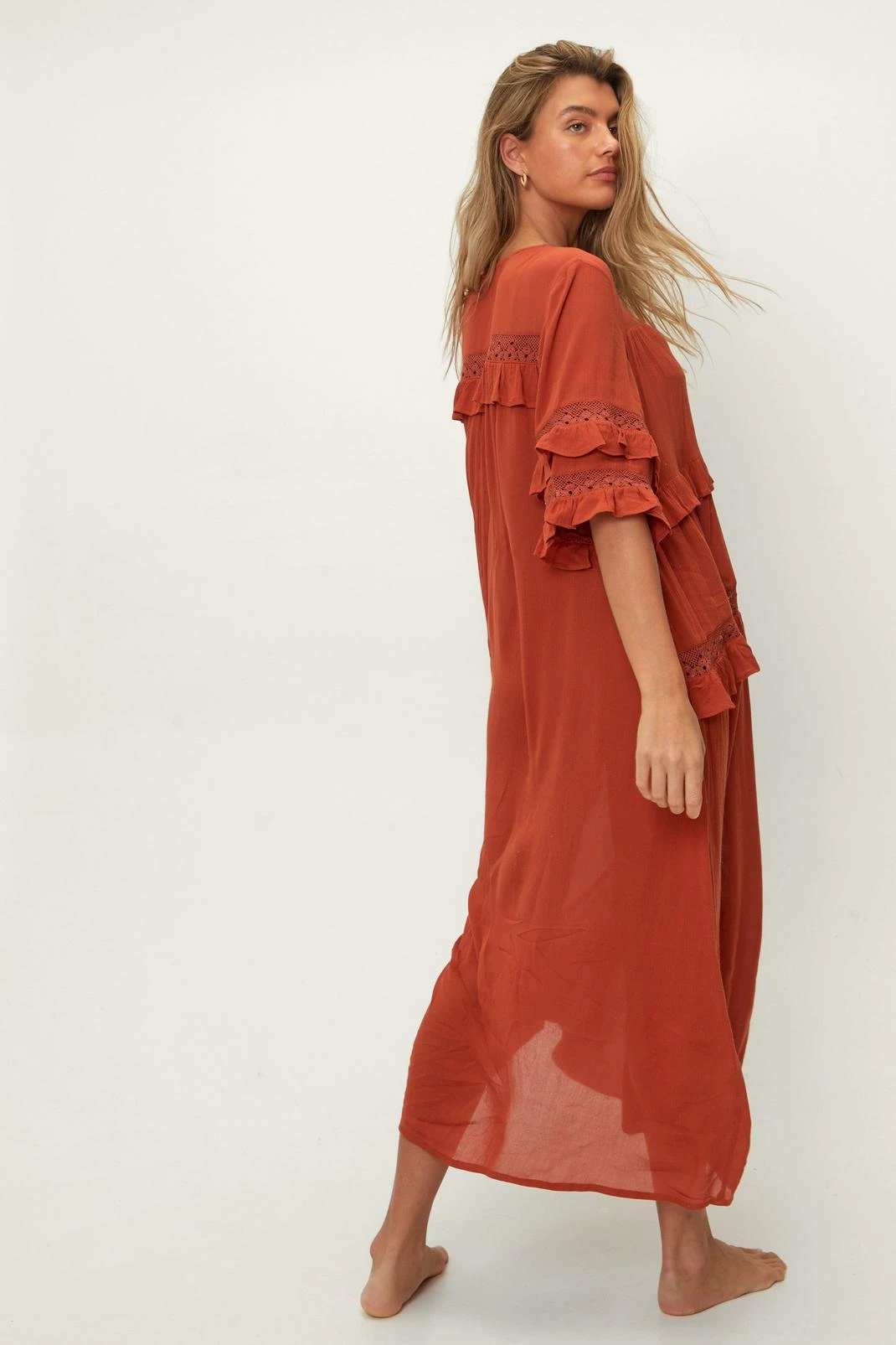 Crinkle Viscose Ruffle Maxi Beach Dress 7 Crinkle Viscose Ruffle Maxi Beach Dress - Image 5