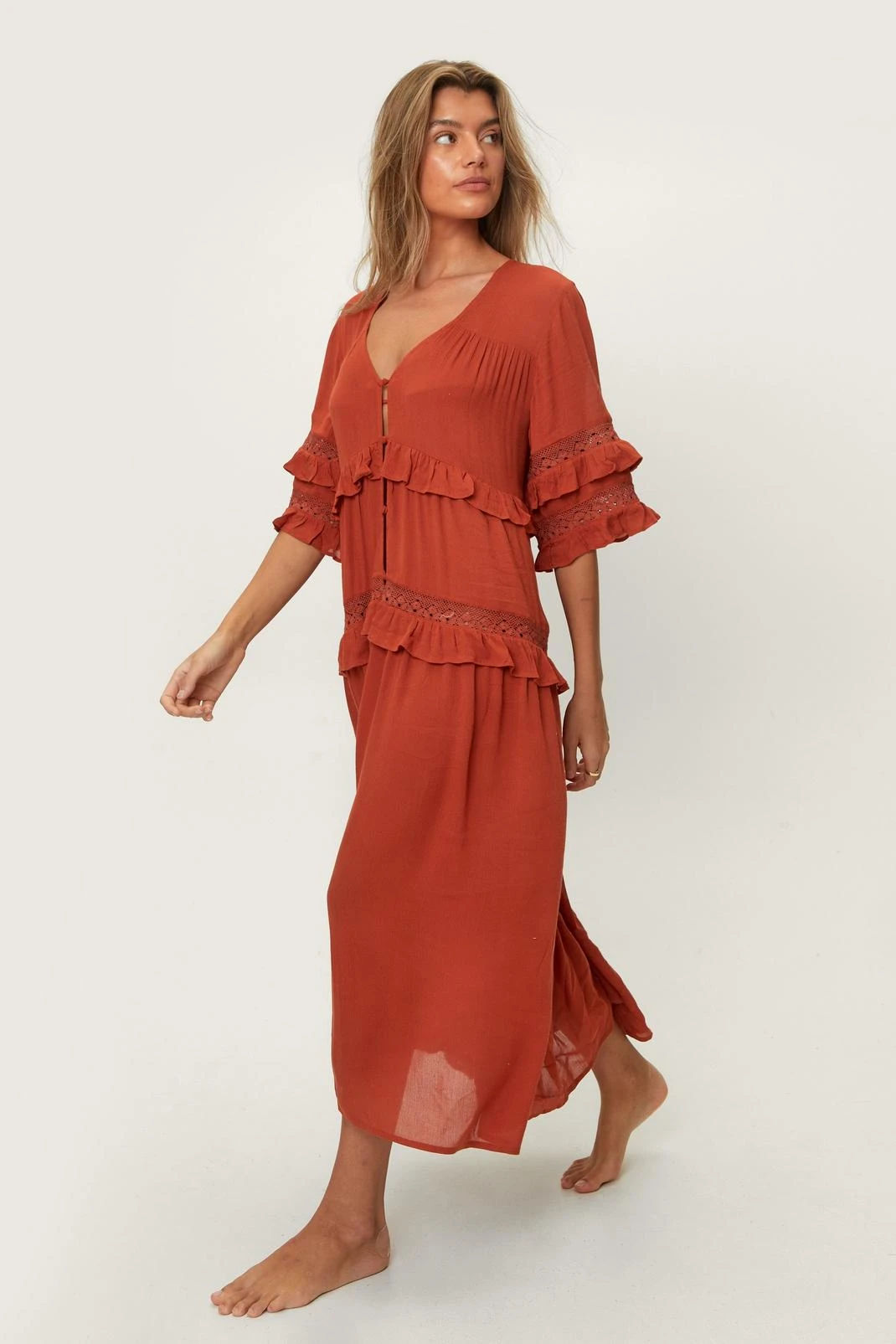 Crinkle Viscose Ruffle Maxi Beach Dress 6 Crinkle Viscose Ruffle Maxi Beach Dress - Image 4