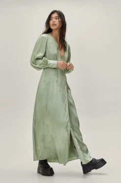 Jacquard Long Sleeve Maxi Dress 20 Jacquard Long Sleeve Maxi Dress -Nasty Gal Sales Store womens sage jacquard long sleeve maxi dress 2