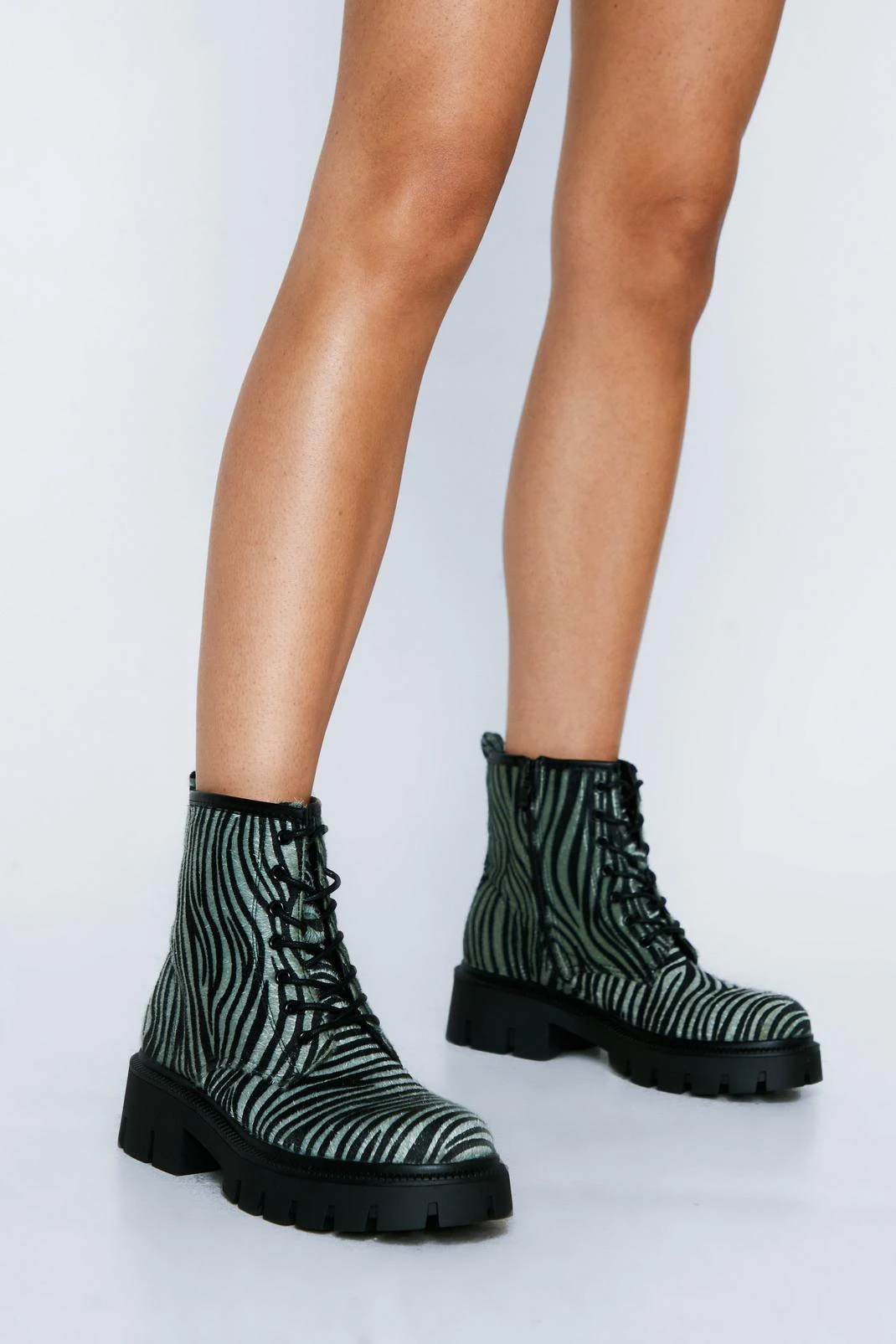 Metallic Calf High Lace Up Hiker Boots - Image 4