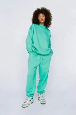 Tab Detail Cuffed Sweatpants -Nasty Gal Sales Store womens sage tab detail cuffed sweatpants 1