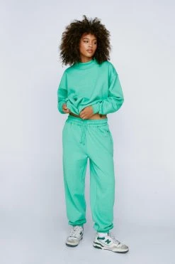 Tab Detail Cuffed Sweatpants -Nasty Gal Sales Store womens sage tab detail cuffed sweatpants 6