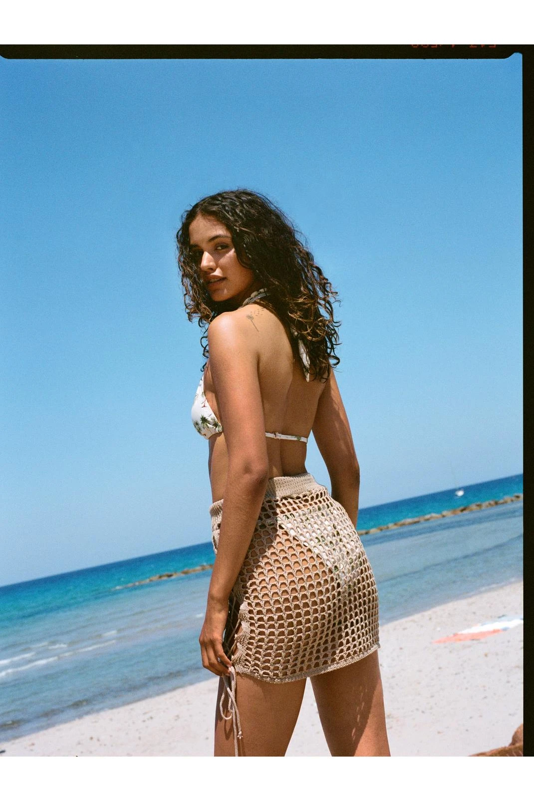 Lace Up Crochet Cover Up Mini Skirt - Image 3