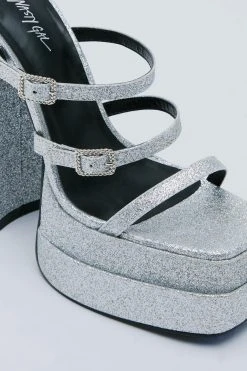 Glitter Strappy Platform Heel 8 Glitter Strappy Platform Heel -Nasty Gal Sales Store womens silver glitter strappy platform heel 1 2
