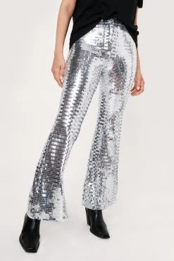 Premium Disco Sequin Flare -Nasty Gal Sales Store womens silver premium disco sequin flare 7