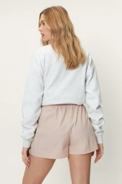 High Waisted Nylon Drawstring Waist Shorts -Nasty Gal Sales Store womens stone high waisted nylon drawstring waist shorts 5