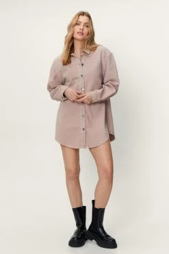 Oversized Button Down Denim Shirt Dress