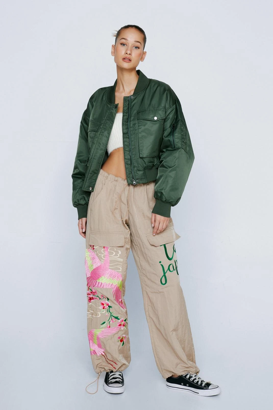 Petite Embroidered Parachute Nylon Cargo 3 Petite Embroidered Parachute Nylon Cargo