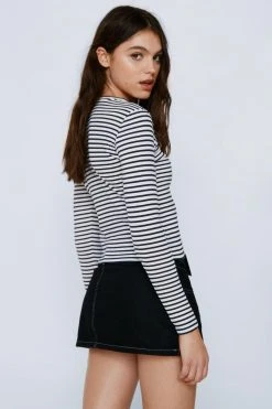 Long Sleeve Fitted Striped T-shirt 8 Long Sleeve Fitted Striped T-shirt -Nasty Gal Sales Store womens stripe long sleeve fitted striped t shirt 2