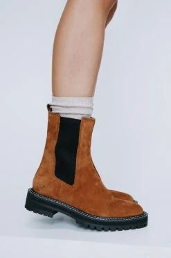 Real Suede Contrast Chelsea Boots