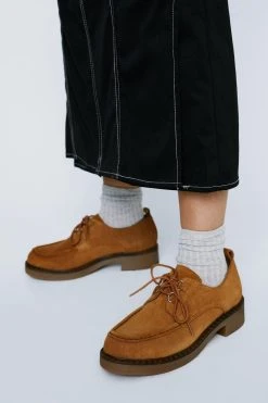 Real Suede Lace Up Loafer 9 Real Suede Lace Up Loafer -Nasty Gal Sales Store womens tan real suede lace up loafer 1 3