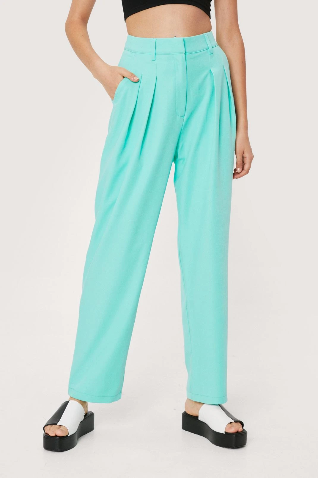 Tailored High Waisted Wide Leg Pants - Image 5