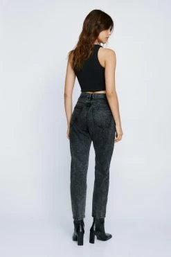Organic Denim High Waisted Mom Jeans 44 Organic Denim High Waisted Mom Jeans -Nasty Gal Sales Store womens washed20black organic denim high waisted mom jeans 5