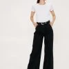 Wide Leg Belted High Waist Denim Jeans