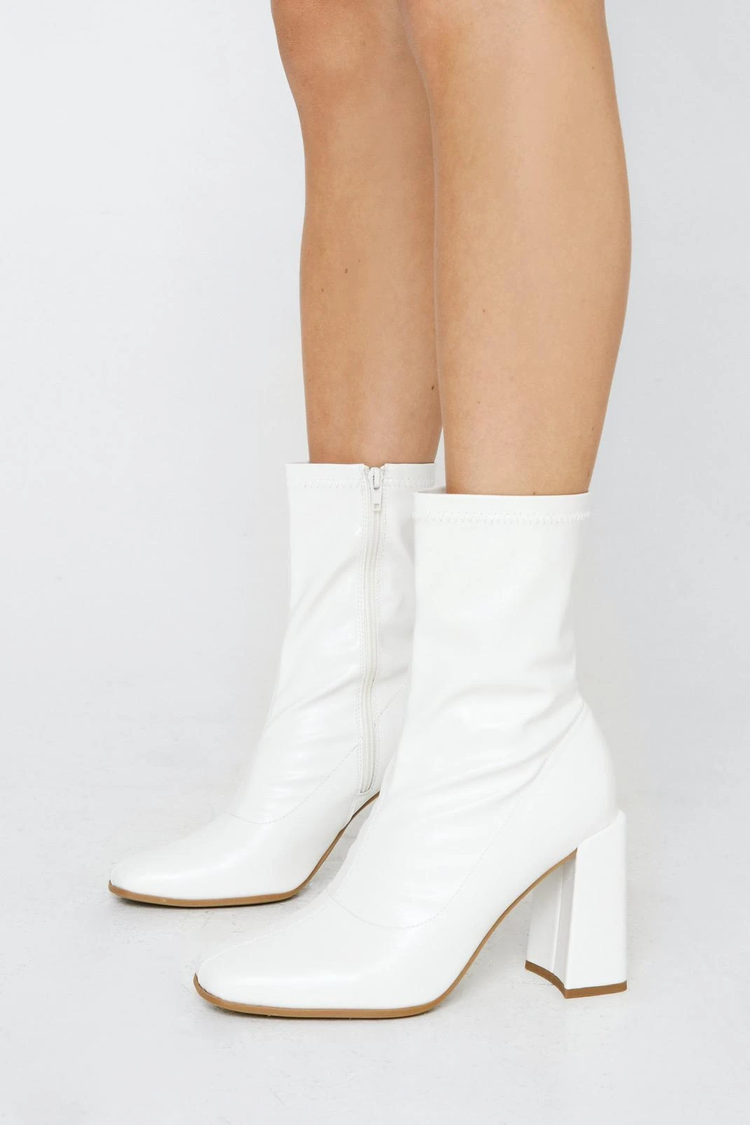 Ankle Sock Boots In Faux Leather - Image 4