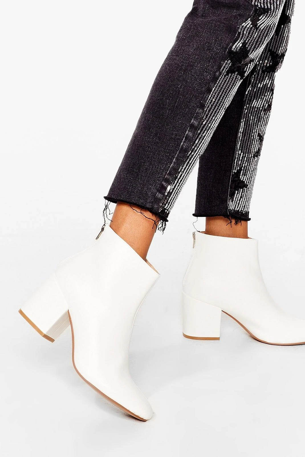 Block Heel Faux Leather Ankle Boots - Image 4