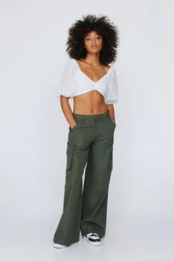 Broderie Anglaise Puff Sleeve Crop Top
