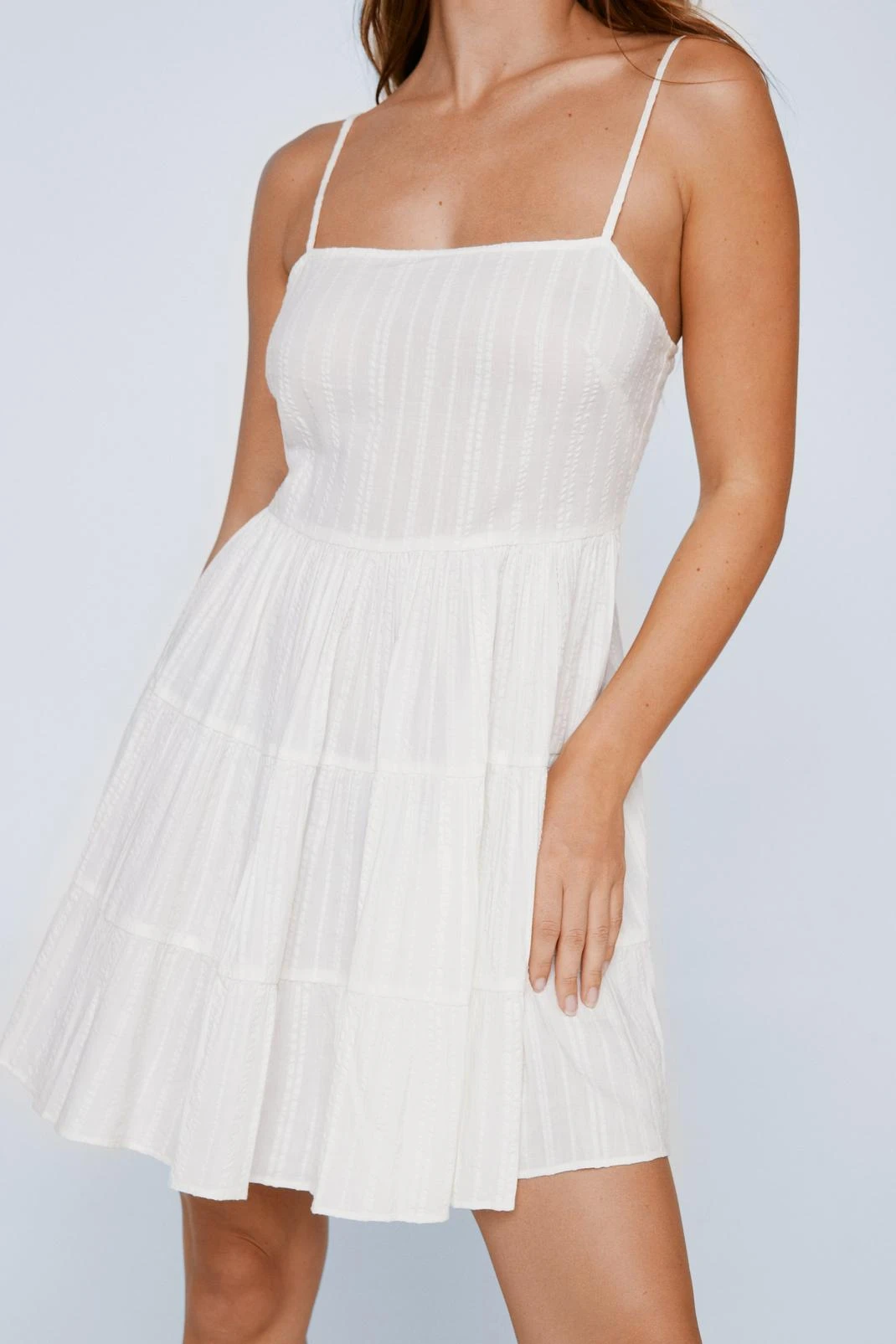 Cotton Seersucker Tassel Cover Up Mini Dress 4 Cotton Seersucker Tassel Cover Up Mini Dress - Image 2