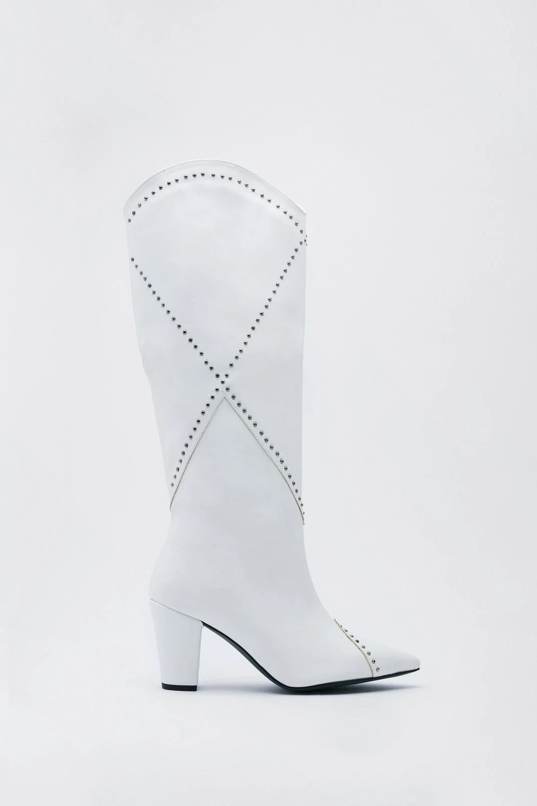 Faux Leather Studded Western Boots - Image 2