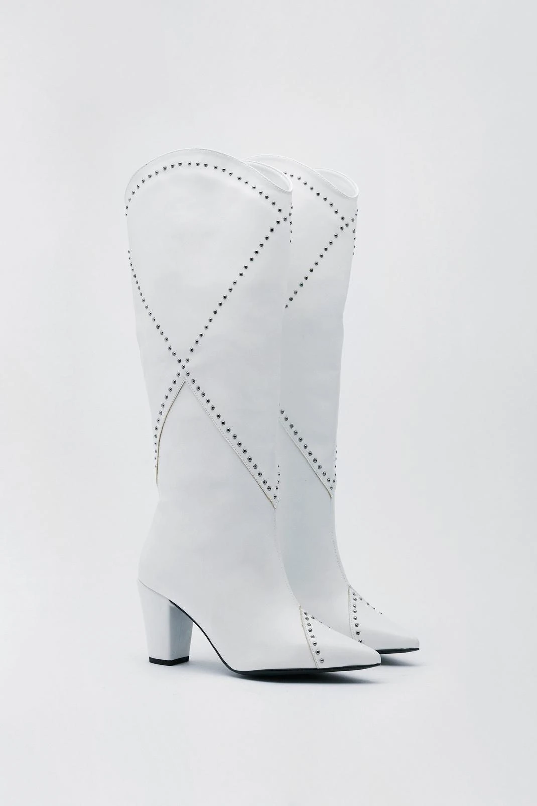 Faux Leather Studded Western Boots - Image 3