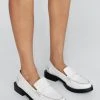 Leather Low Block Heel Loafers 1 Leather Low Block Heel Loafers -Nasty Gal Sales Store womens white leather low block heel loafers