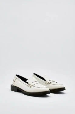 Leather Low Block Heel Loafers 8 Leather Low Block Heel Loafers -Nasty Gal Sales Store womens white leather low block heel loafers 2