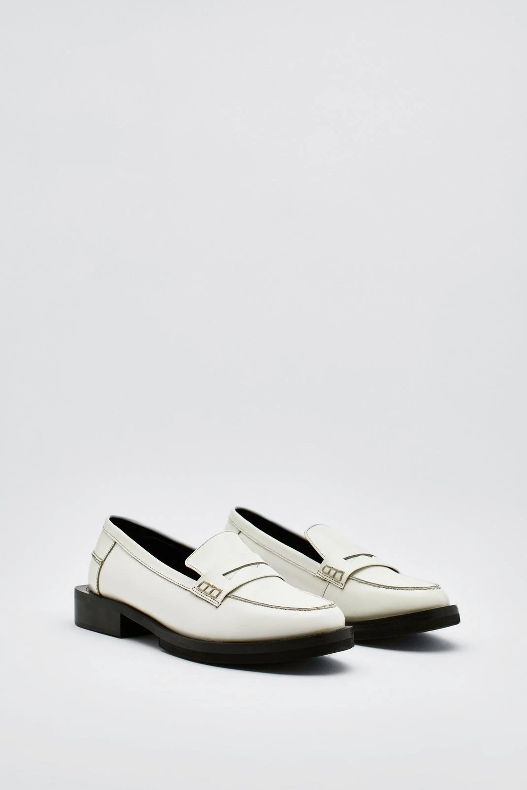 Leather Low Block Heel Loafers 5 Leather Low Block Heel Loafers - Image 3