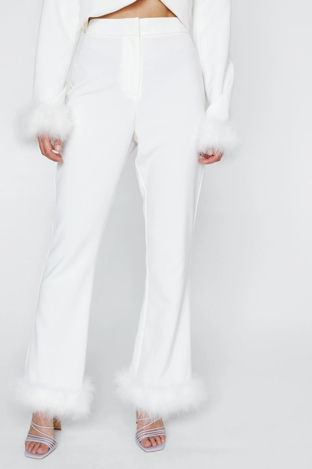 Petite Feather Hem Flared Two Piece Set Pants - Image 5