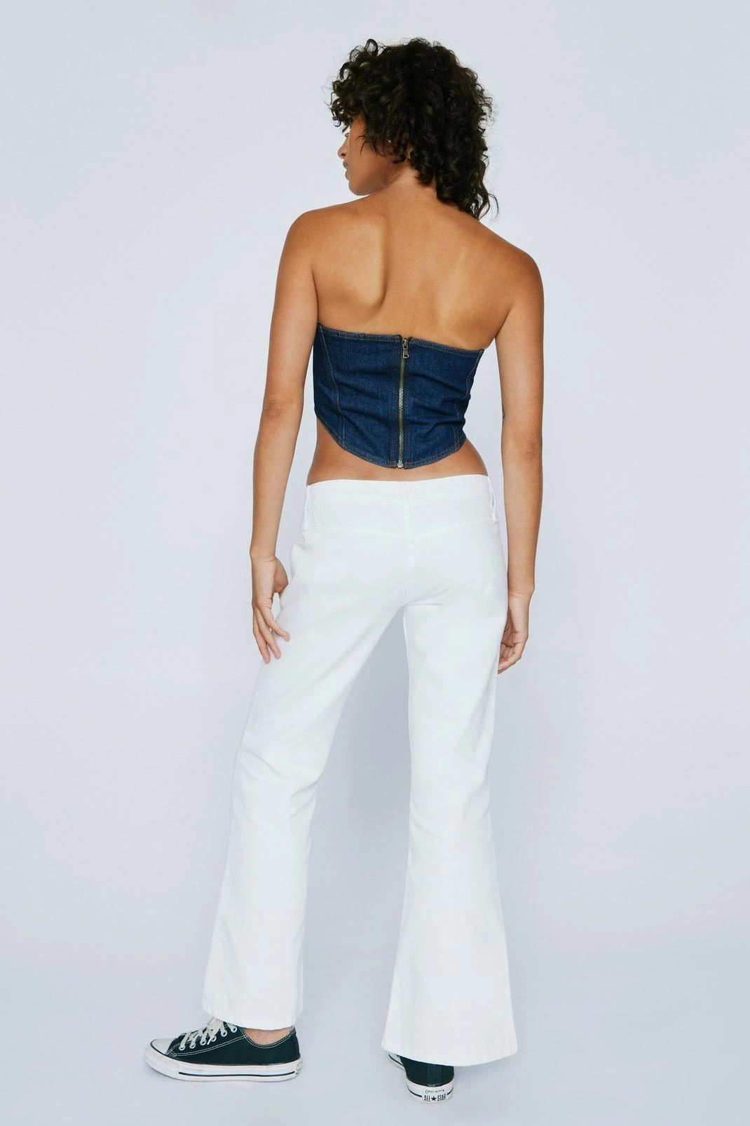 Petite Lattice Split Front Flared Denim Jeans 5 Petite Lattice Split Front Flared Denim Jeans - Image 3
