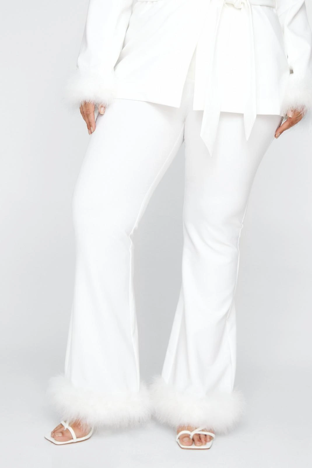 Plus Size Flared Pants With Feather Trims 7 Plus Size Flared Pants With Feather Trims - Image 5