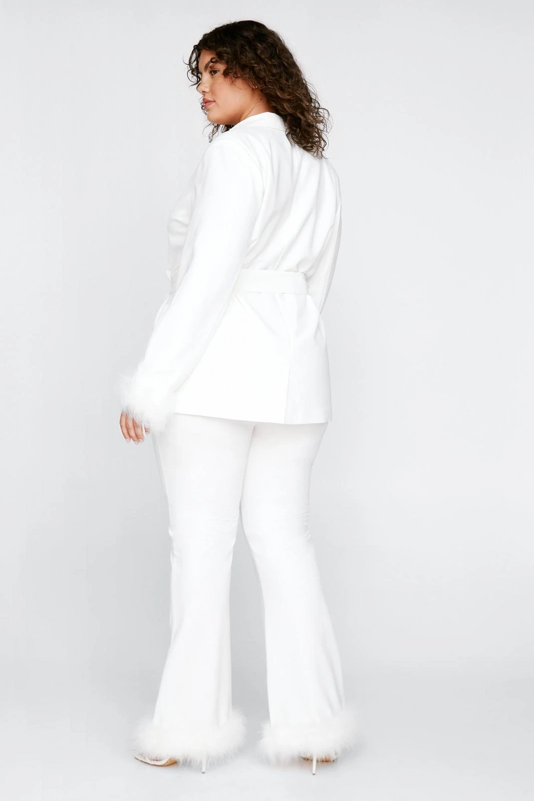 Plus Size Flared Pants With Feather Trims 8 Plus Size Flared Pants With Feather Trims - Image 6