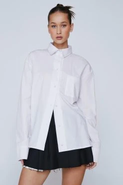 Poplin Relaxed Shirt -Nasty Gal Sales Store womens white poplin relaxed shirt 3