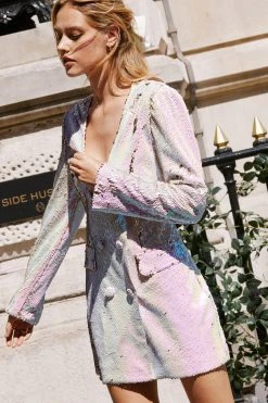 Premium Plunge Sequin Mini Dress -Nasty Gal Sales Store womens white premium plunge sequin mini dress 1