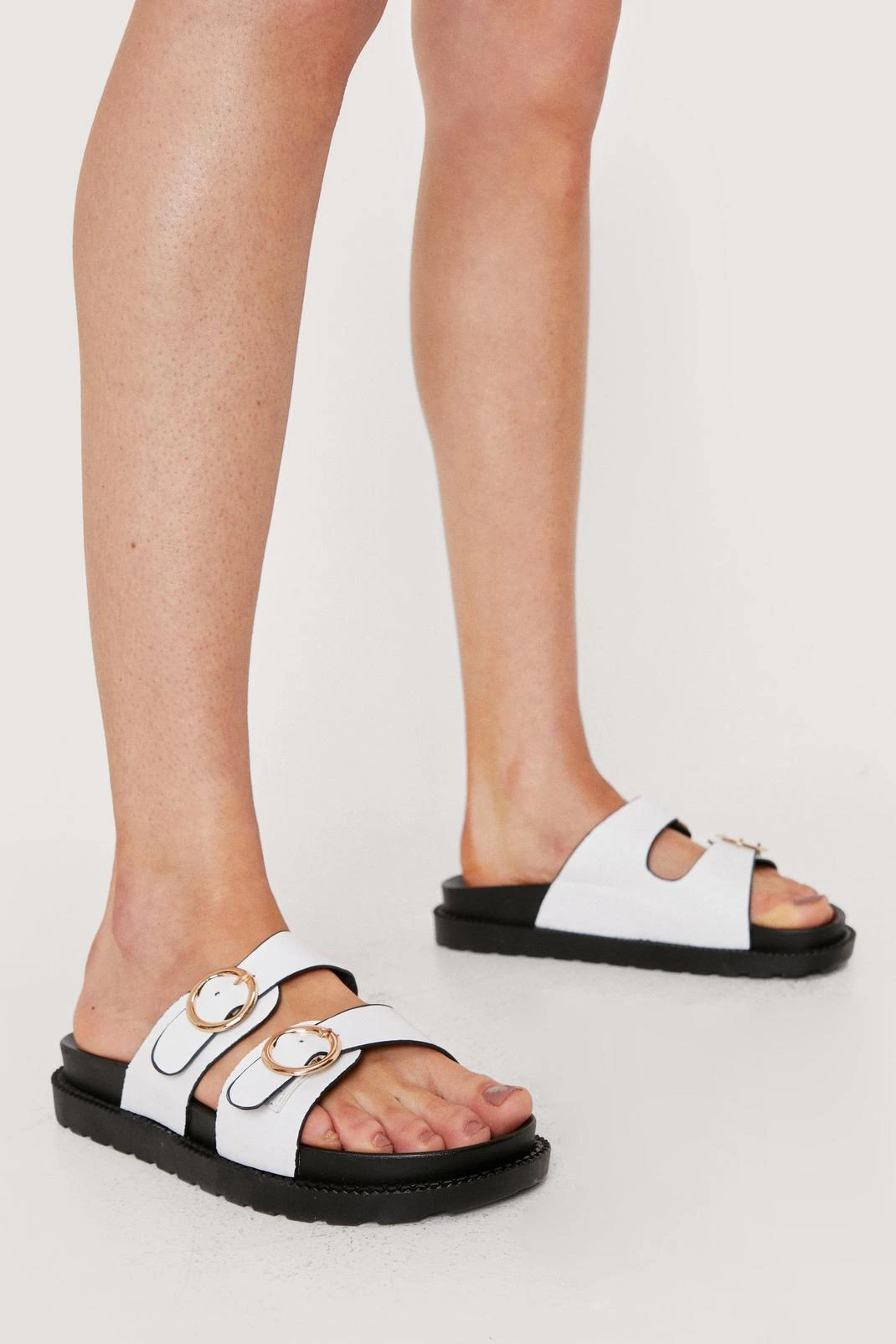 Round Double Buckle Moulded Footbed Sandals - Image 4