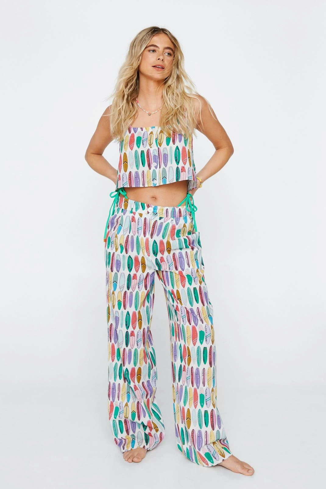 Surfboard Print Wide Leg Pants 3 Surfboard Print Wide Leg Pants