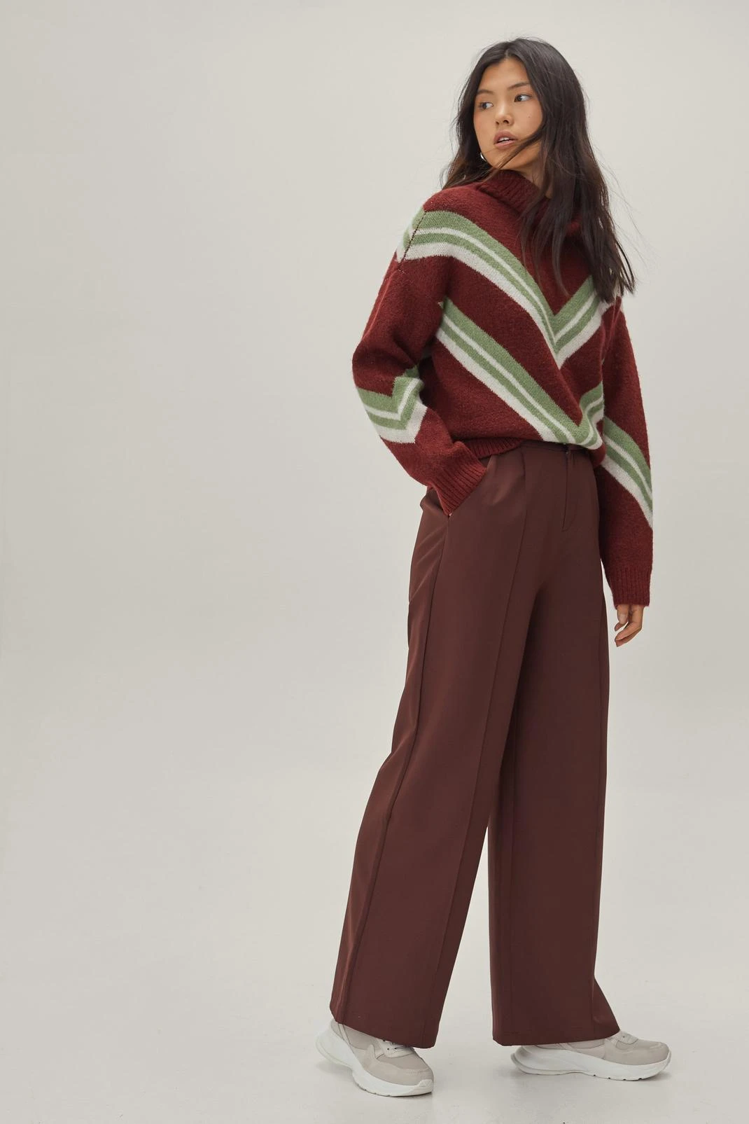 Pintuck Detailed Wide Leg Tailored Pants - Image 7
