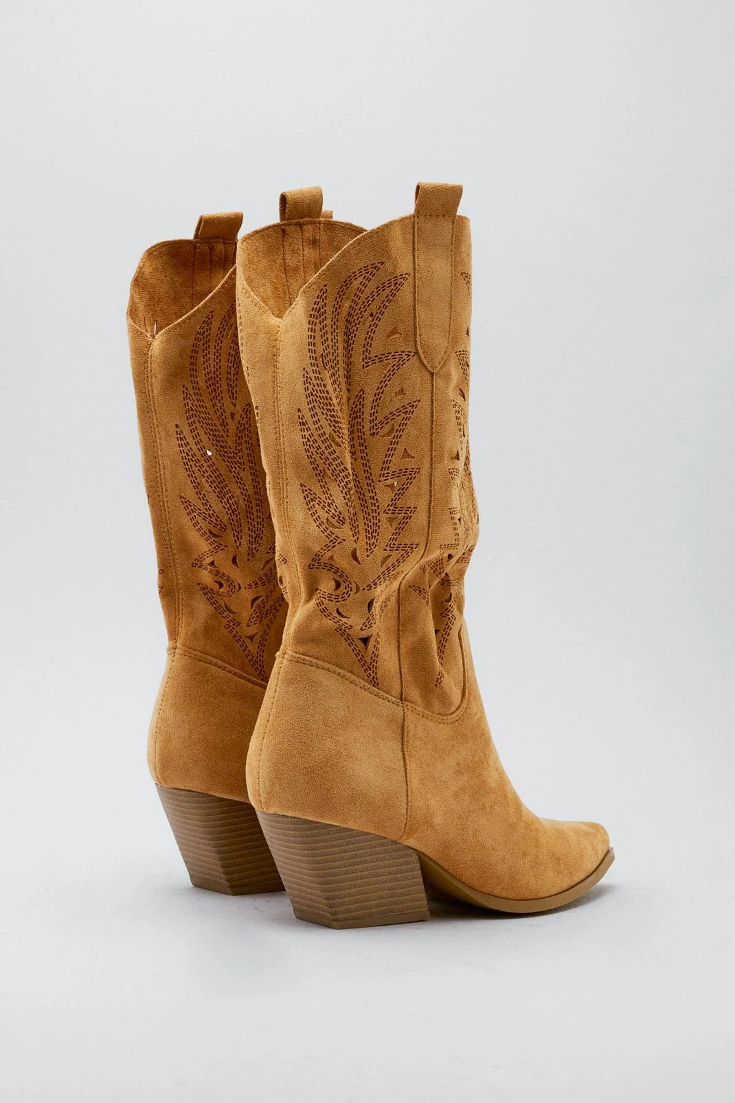 Faux Suede Cut Out Cowboy Boots 5 Faux Suede Cut Out Cowboy Boots - Image 3