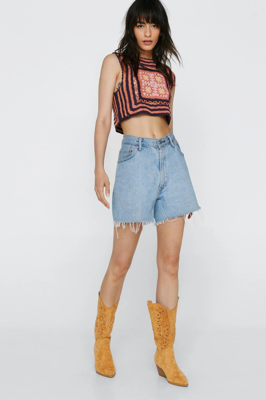 Faux Suede Cut Out Cowboy Boots 3 Faux Suede Cut Out Cowboy Boots