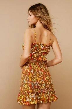 Linen Floral Strappy Crop Top 8 Linen Floral Strappy Crop Top -Nasty Gal Sales Store womens yellow linen floral strappy crop top 2